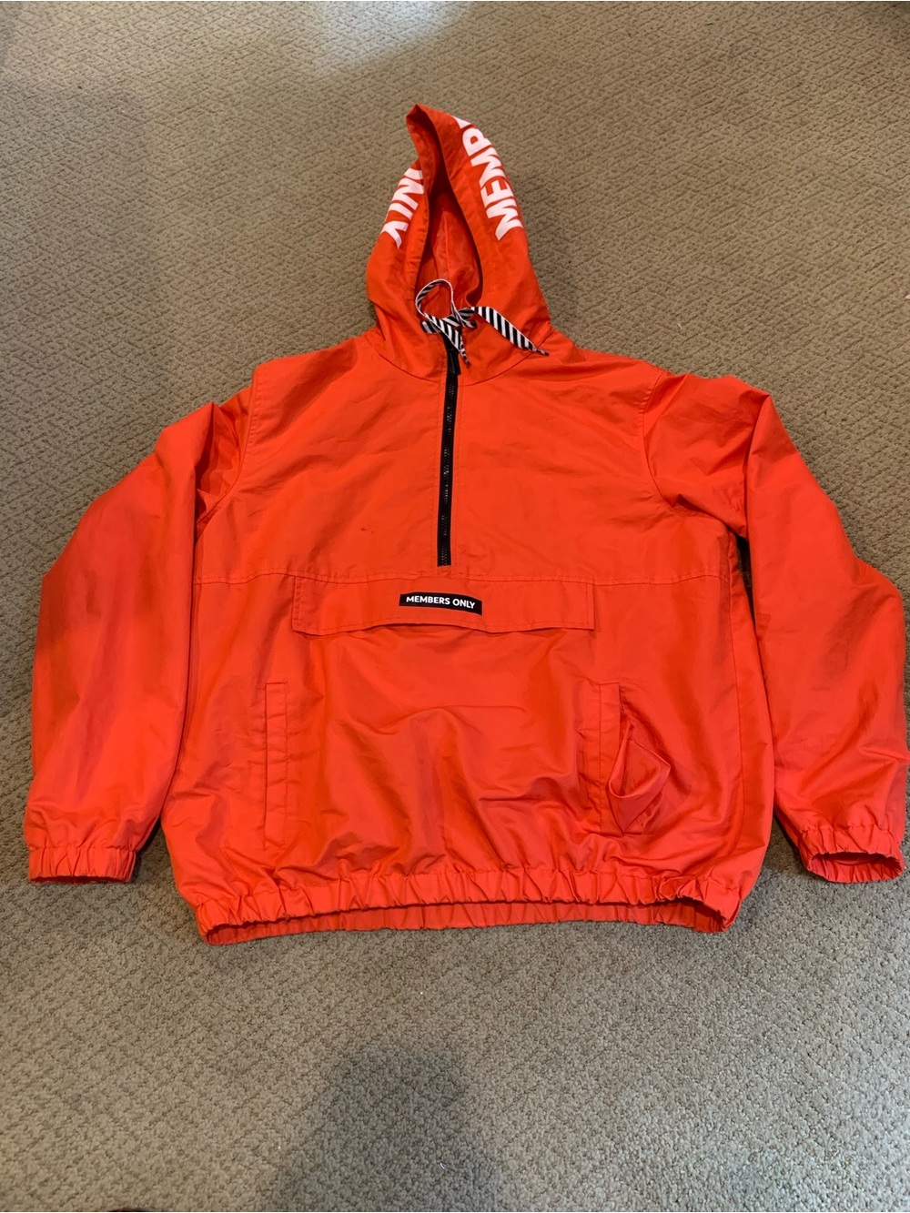 Members Only Sport Jacket Men’s Medium/Large Orange Quarter Zip Anorak Pullover